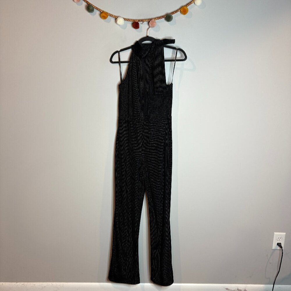 NWT Black Halo Audrey Tie Neck Jumpsuit in Magneto - Picture 2 of 8